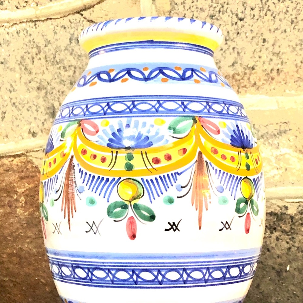 Talavera Style Hand-painted Vase from Mexico